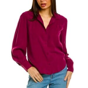 Bella Dahl NWT Sz XS Pintucked Button-Down Shirt - Dark Pink